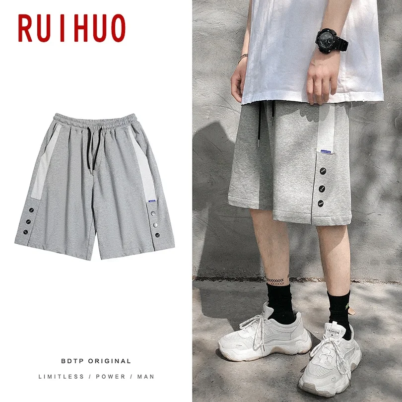 

RUIHUO Cotton Casual Shorts Men Clothing Short Men Summer Sweat Shorts For Men Button Decoration M-2XL 2021 New Arrival