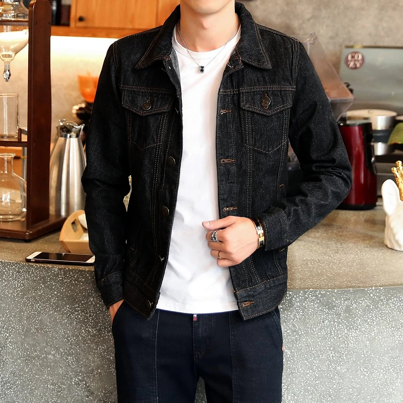 

Mens Denim Jackets Slim Fit Men Jeans Jacket Cotton Outwear Coat Long Sleeve Hole Men Fashion Clothing