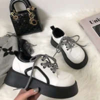 sapanese style jk big toe small leather shoes womens summer 2021 new thick bottom increased retro shoes ins street shooting