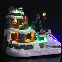 Christmas Glowing LED Light Music House European Style House Exquisite Crafts Cottage Christmas Snowman Santa Decorations Gifts