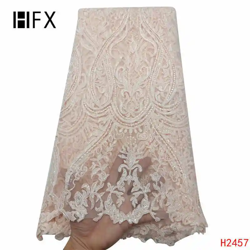 HFX африканская кружевная ткань роскошное вышитое бисером платье ручной работы