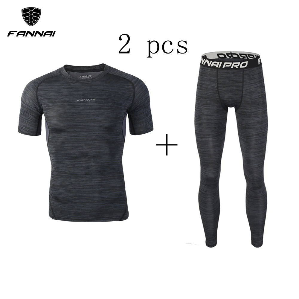 Мужские 2 шт компрессионные беговые наборы рубашки баскетбольные Джерси для бега