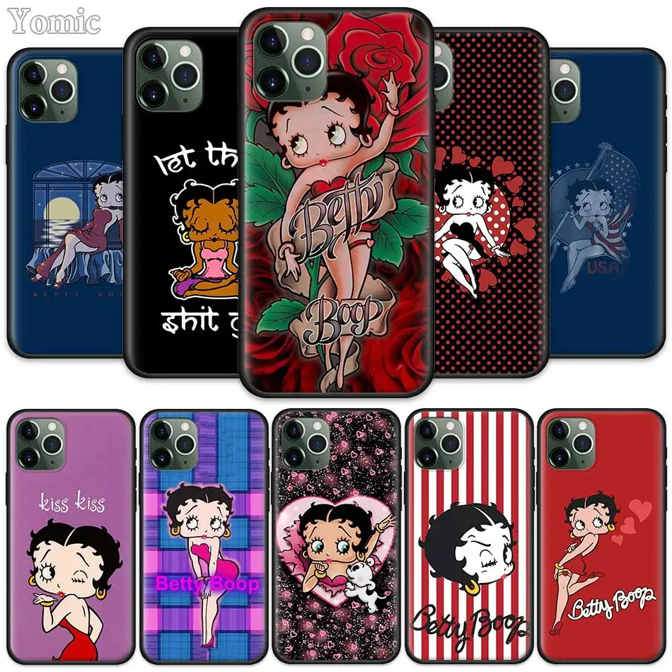 Черный чехол Betty Boop для Apple iPhone 11 Pro XR X XS MAX 7 8 6 6S Plus 5 5S SE 5C силиконовые чехлы