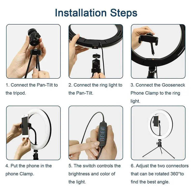 

CCTV Fill Light LED Ring- Lamp 10 Inches, With Tripods And Telephone Brackets, For Real-time Flow Media And Youtube Video, Dimma