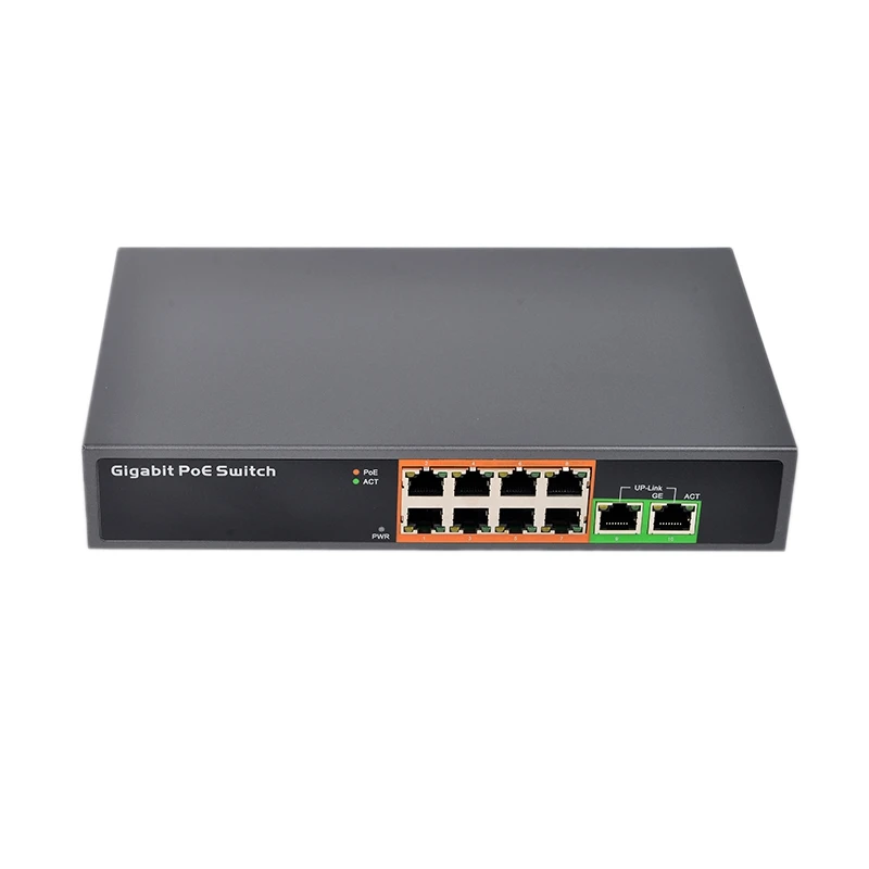 

Poe Network Ethernet Switch PSE1008G 8+2 All Gigabit Poe Switch 150W Power IEEE802.3Af/At Poe Network Switch(US Plug)