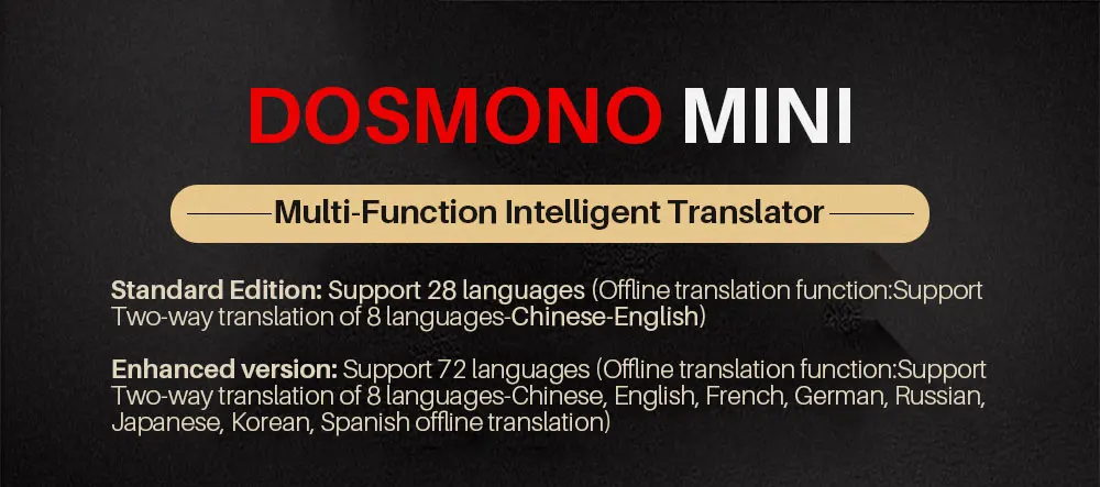 Портативный голосовой переводчик DOSMONO автономный Переводчик офлайн перевод 8 язык двухсторонний традутор английский Японский Корейский Немецкий Русский Испанский