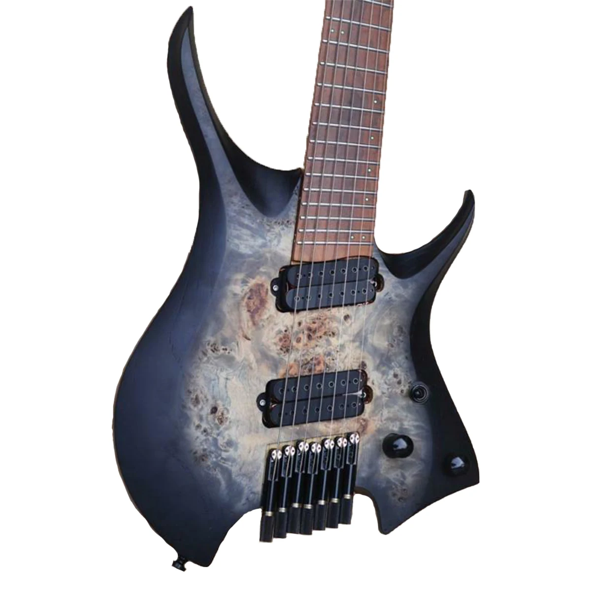

Naughty Boy 7-струнная безголовая электрическая гитара, черная Асимметричная Dendrites сделанная вручную гитара, высокое качество