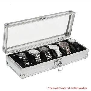 Metal Case 6/12 Grid Slots Wrist Watch Display Case Storage Holder Organizer Watch Case Jewelry Display Watch Box