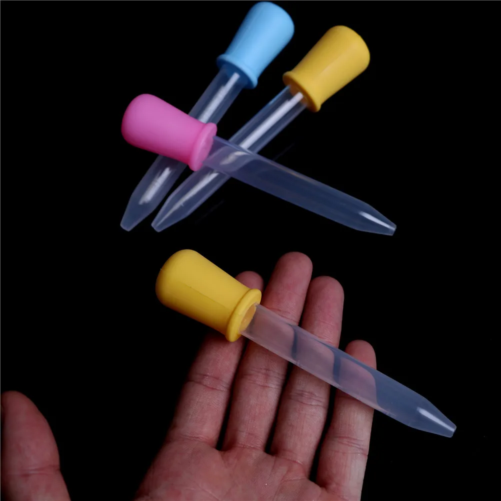 

2pcs 5ml Small Silicone Plastic Feeding Medicine Liquid Eye Ear Graduated Pipette Dropper For School Lab Supplies 2 Colors