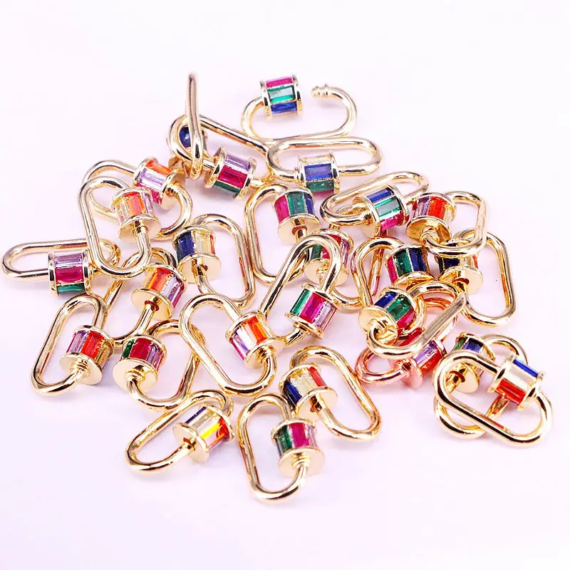 5 шт. многоцветная застежка из фианита с микрозакрепкой овальная форма карабин
