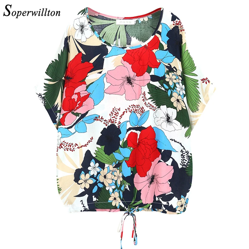 2019 летняя блуза в стиле бохо рубашка для женщин свободные Цветочные блузки 15