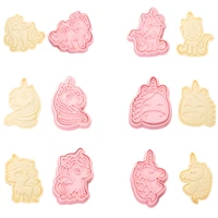 cute unicorn shape cookie cutters stamp mold 3d cake biscuit mould unicorn birthday decorations baby shower party baking tools