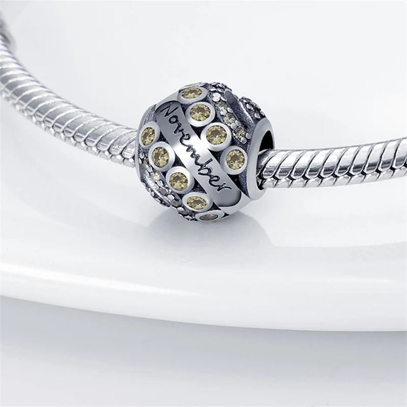 

Новый Серебряный талисман из серии «Ноябрьская платформа» подвеска из бисера Подходит для оригинального браслета Пандора Ожерелье женско...