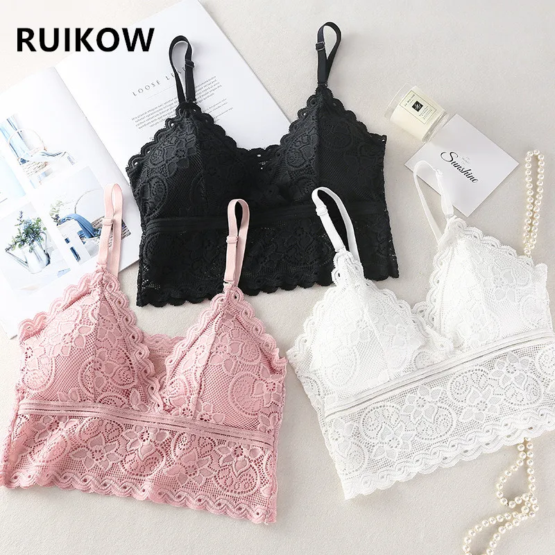 

RUIKOW Free Size Lingerie Girls Sexy Summer Lace Strecth Tube Top Beautiful Back Strap Wrapped Chest Underwear Female Gather Bra