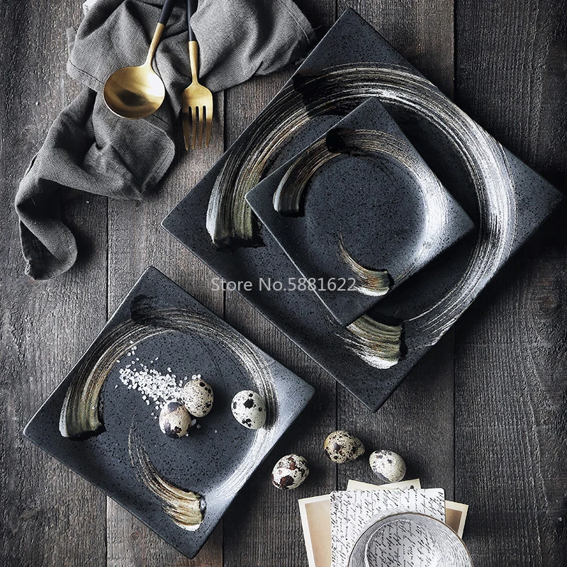 Керамическая посуда тарелка для суши креативная Квадратная десертная стейка