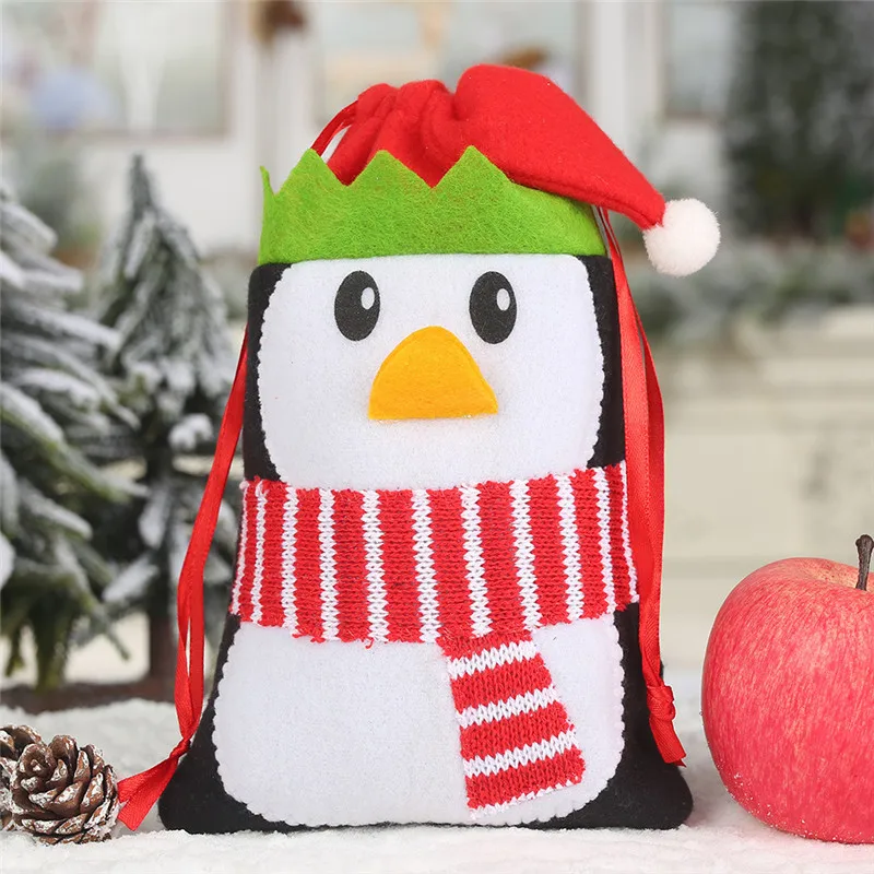 

New non-woven cartoon Christmas Gift Bundle Pocket Candy Bag gift bag tote Bag