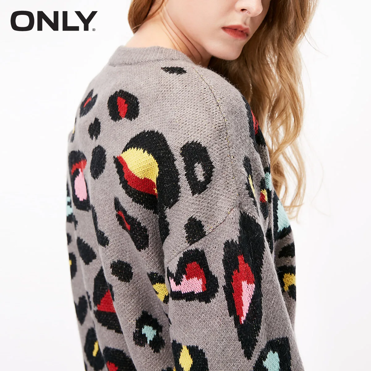 Осенне-зимний женский свитер с круглым вырезом и леопардовым принтом | 118413504