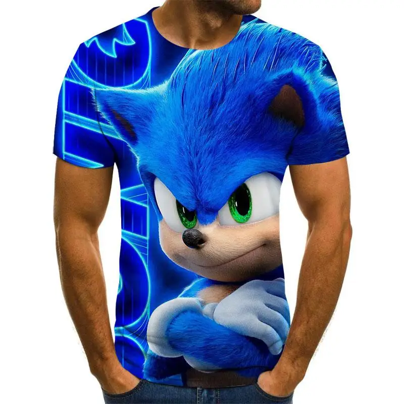 

Повседневная одежда для мальчиков с объемным рисунком, футболка Sonic, детская одежда с принтом, летняя футболка, модная уличная футболка с му...
