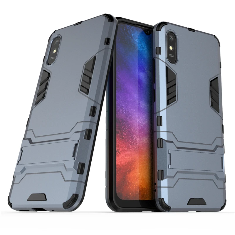 Чехол для Xiaomi Redmi 9A чехол резина + жесткий пластик задняя крышка с подставкой 7 8 9 6A