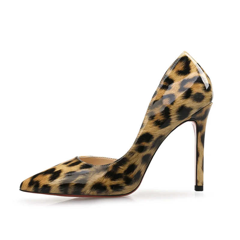 

women shoes new patent leather pointed leopard high heel shoes thin heel shoes side empty night club work shoes