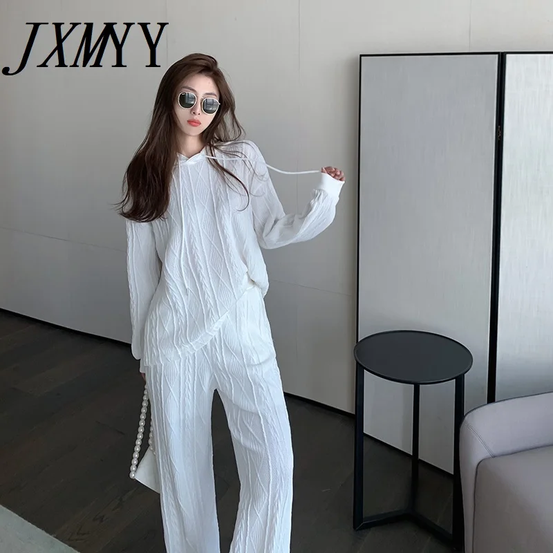 Новые товары для весны и осени простой белый вязаный Топ с капюшоном лунным