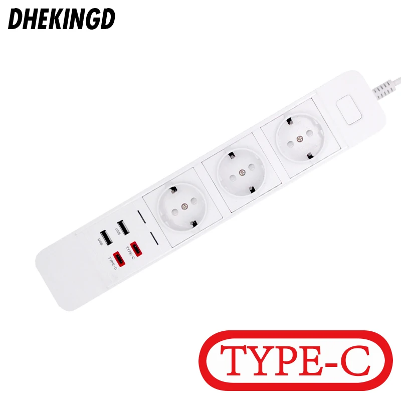 Удлинитель питания с европейской розеткой 3 розетки переменного тока 2usb 5 В 1 8 А