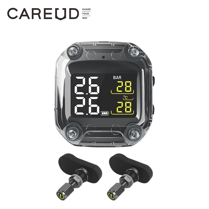 Система мониторинга давления в шинах CAREUD беспроводная TPMS с ЖК-дисплеем и двумя
