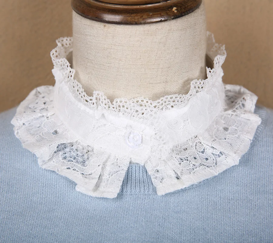 Linbaiway женские рубашки Съемная воротники для женщин размера плюс кружево стенд