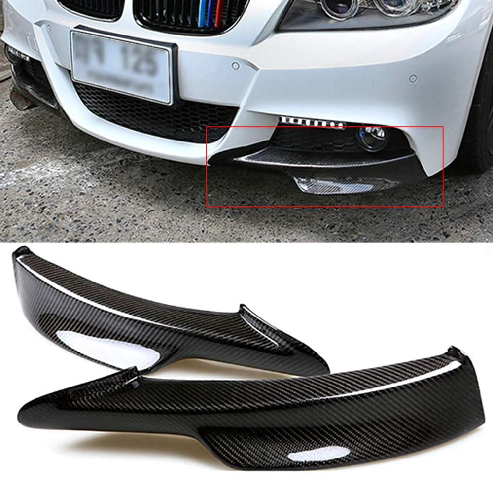 

2pcs Real Carbon Fiber Front Bumper Splitter Lip Left and Right Side Compatible for BMWs E90 335i 328i LCI M-Tech
