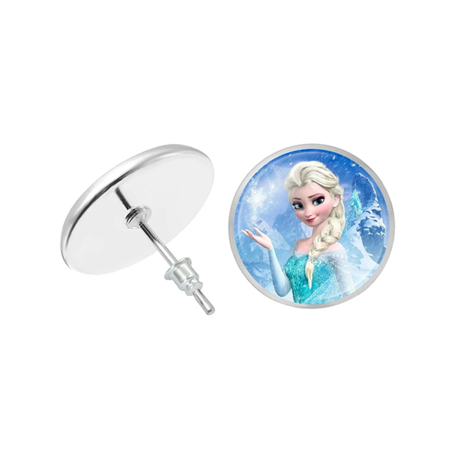 Женские серьги гвоздики с Эльзой и Анной кукольные принцессы Софии бантом