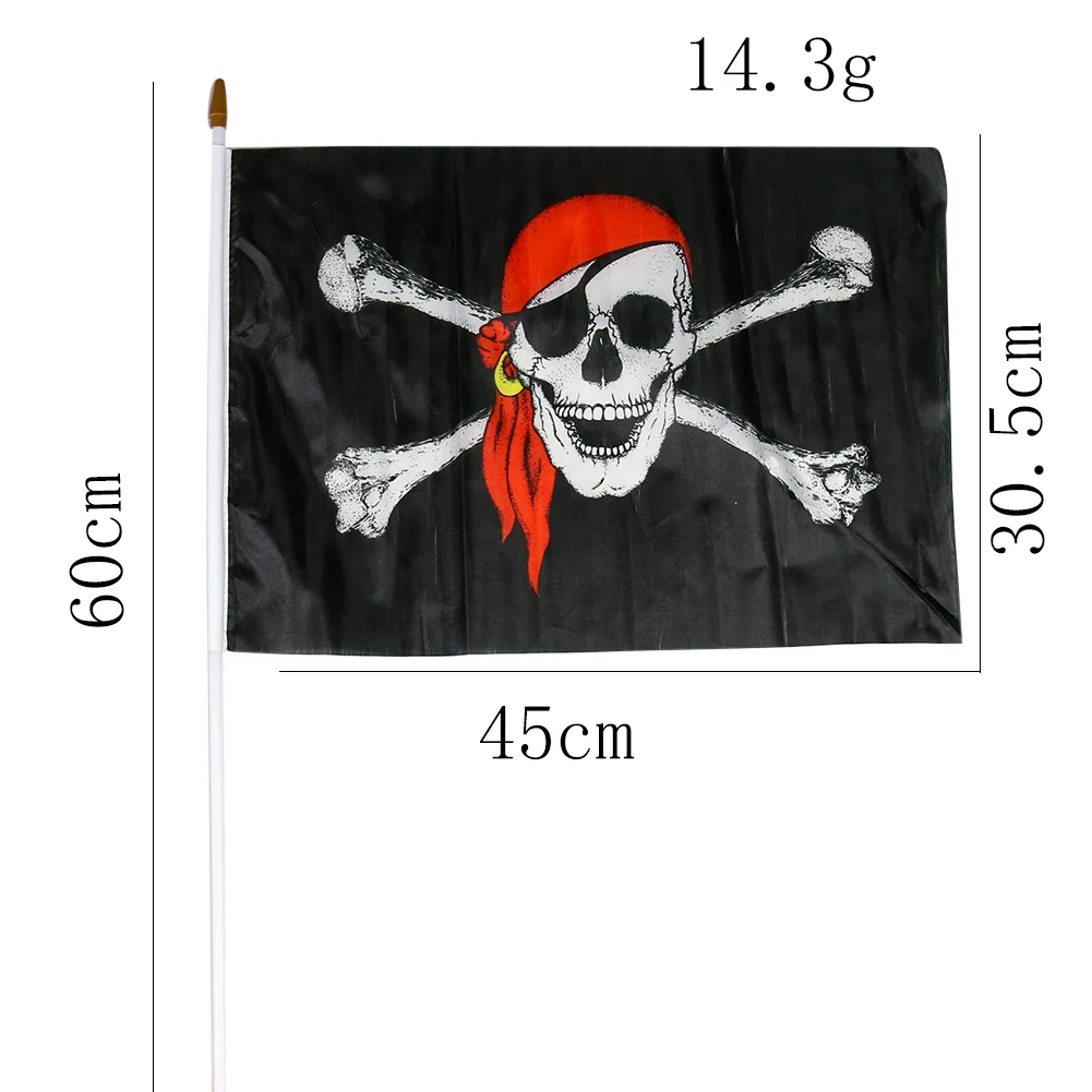 Halloween Scene Decoration Props Personalized Flags Oversized Hanging Bunting Red Bandana Pirate Skull with Flagpole | Дом и сад