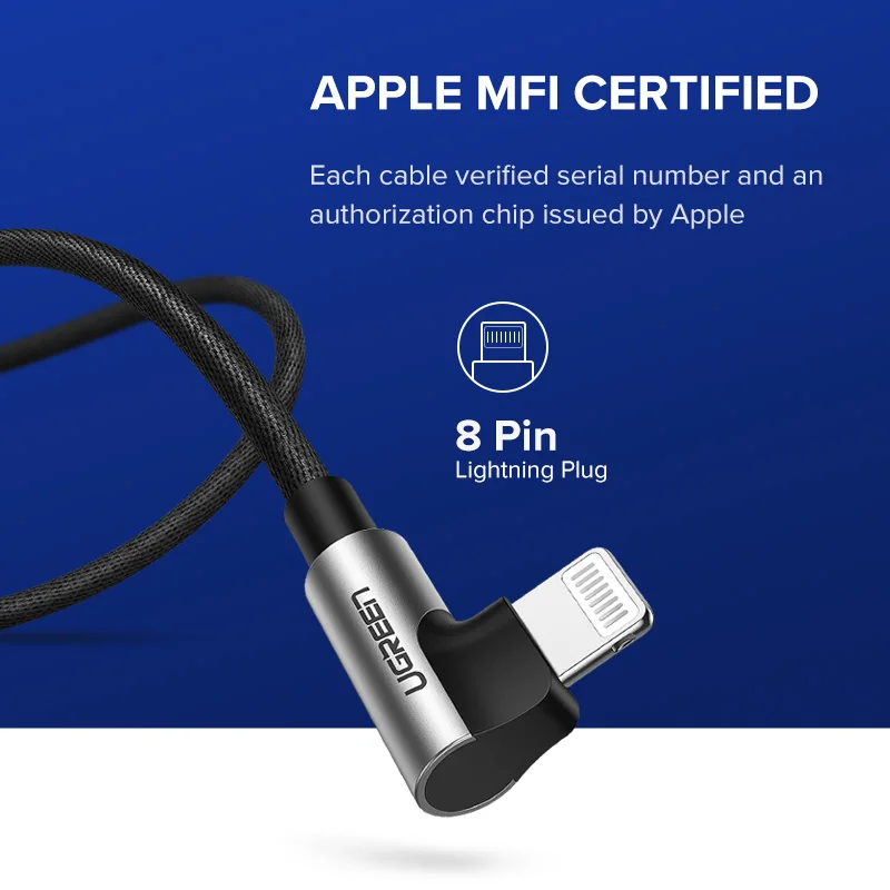Фото Ugreen USB кабель для iPhone 13 Mini Pro Max 2.4A кабель для быстрой зарядки и передачи данных для iPhone X 11 8 мобильный телефон зарядное устройство кабель №2