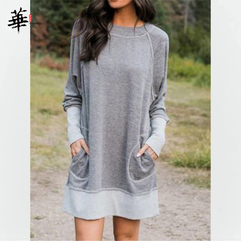 Платье женское с длинным рукавом Свитшот в стиле пэчворк свободная повседневная