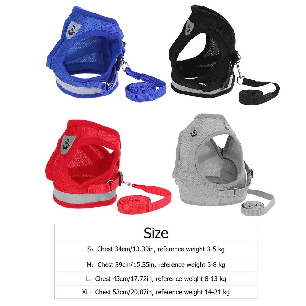 

Pet Dog Vest With Traction Rope Adjustable Reflective Mesh Vest Small Medium Cat Dog Harness Collar Chest Strap Leash Harnesses