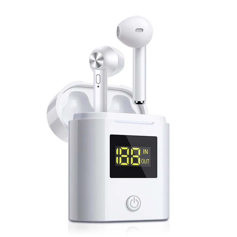 

D019 V5.0 Bluetooth Earphone HD Stereo Wireless Headphones Sport Bass Headset With Led Power Display Charger Case For All Phone