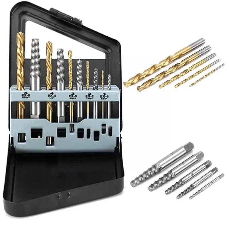 

5pcs/set Steel Cobalt Left Hand Drill Bit Broken Bolt Metal Damaged Set Tools Collect Extractor The Screw Case with To M7M4