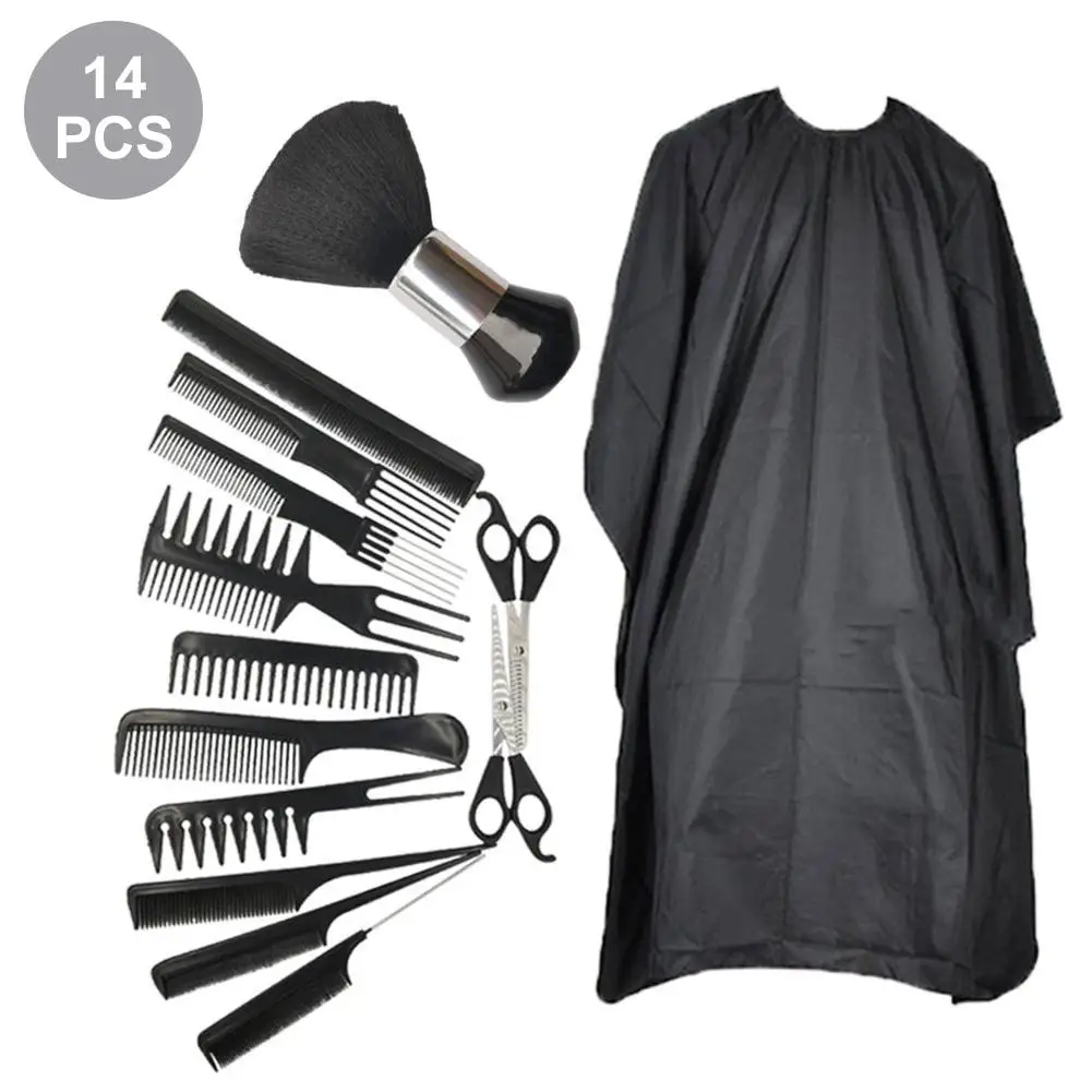 14Pcs Hair Scissor Hairdressing Scissors Kit Hair Cutting Cape Scissors Hairbrush Hair Clip Grooming Comb Barber Haircut Set