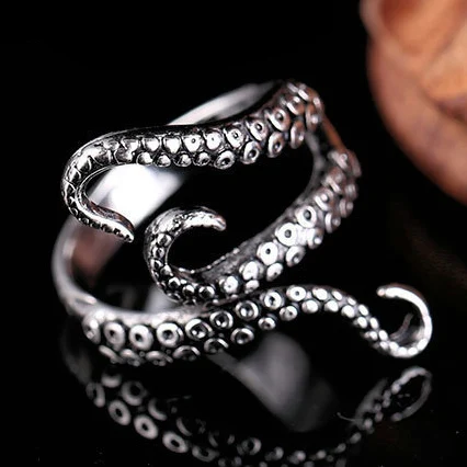 Octopus MeMolissa панк животное кольцо готическое черное серебро металлические кольца в виде змейки для женщин мужчин ночной клуб унисекс регулируемые Anillos ювелирные изделия - Цвет основного камня: Octopus