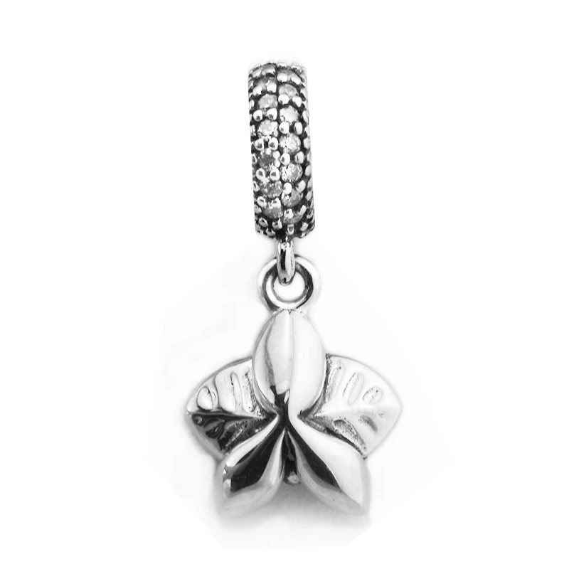 Подходят для браслетов Pandora оригинальные шармы 1:1 Белая орхидея Висячие бусины 100%