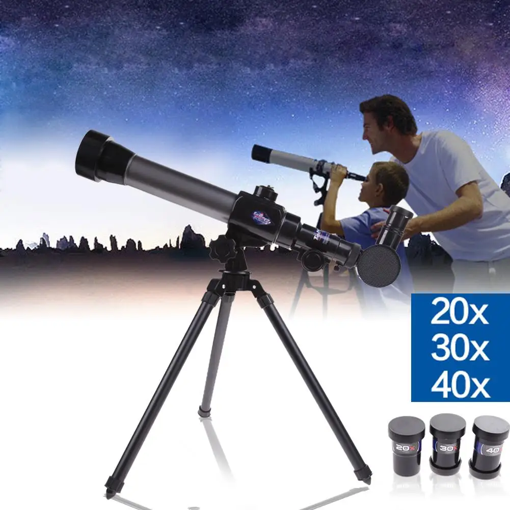 

HD Refraction 20X 30X 40X Refractor Astronomical Telescope Monocular with Tripod for Children Microscope Combo Gift