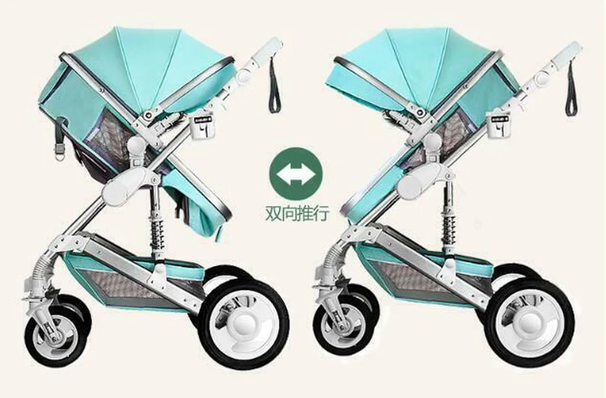 

Baby Stroller 3 In 1 Carriage High Landscape Pram Foldable Pushchair & Car Seat