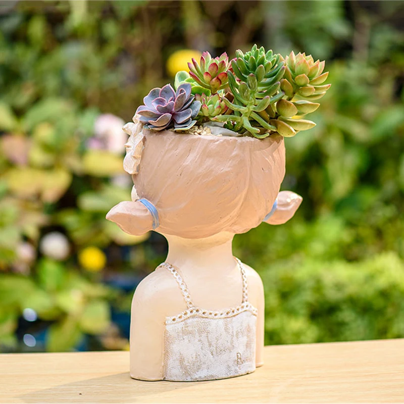 cartoons beauty human head sculpture vase lady small fresh portrait flower pots home storage organization decorative accessories free global shipping