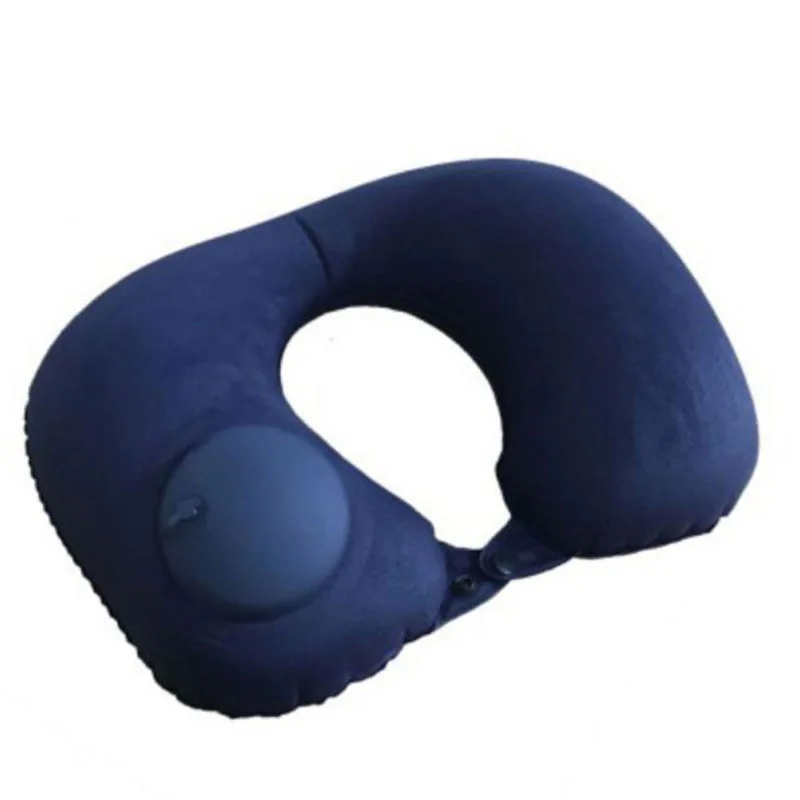 dark blue 1PC Inflatable Neck PillowTravel U Shape Air Pillow Neckrest Head Rest Portable Head Rest Pillows In Flight Cushion - Цвет: dark blue