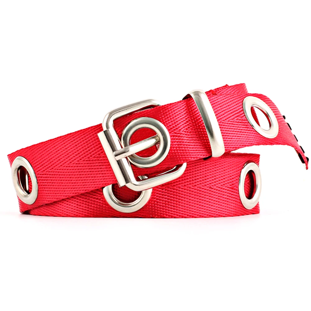 

Women Wear Resistant Clothes Accessories Ladies Fabala Hollowed Out Casual Metal Ring Durable Easy Matching Canvas Waist Belt