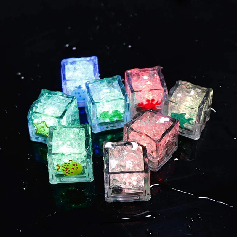 

Bath Toys for Baby Toddler 8 Packs Floating Lit Ice Cubes Flashing Premium LED Light Up with 7 Color Changing Lights