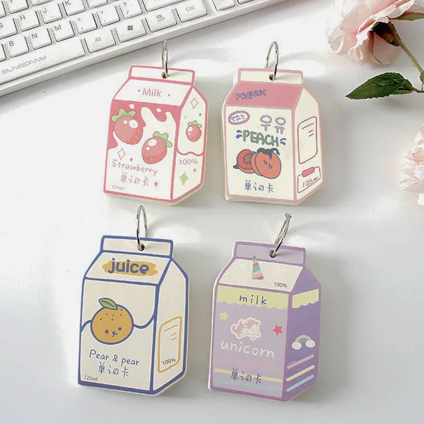 

New Arrival 100 Sheets Milk Juice Graffiti Blank Memo Planner English Words Vacabulary Pocket Notepad Message Paper Stationey