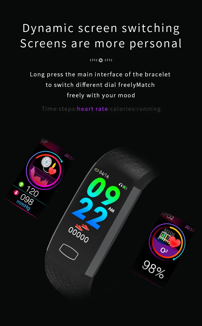 ONEMIX Fashion Smart Fitness Watch Waterproof Sport Pedomoter Oxygen Blood Pressure Monitor Accurate Step Counter Bracelets