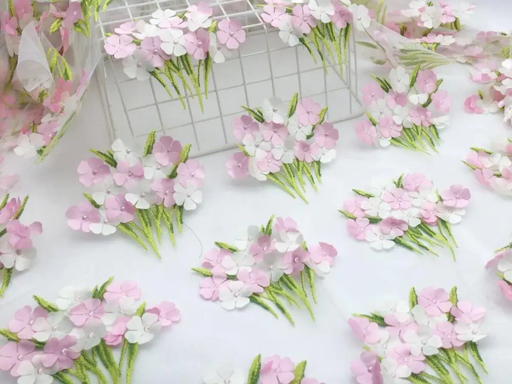 

1yard 135cm Net yarn laser three-dimensional custom embroidery cloth diy spring and summer women's dress wedding dress fabric