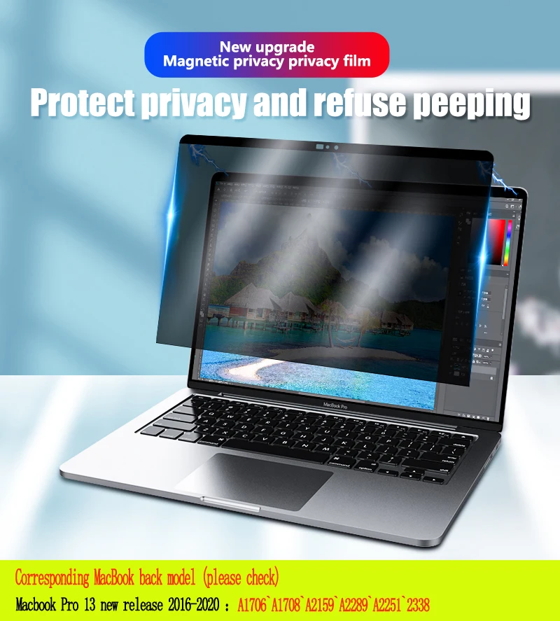 

Magnetic Privacy Filter Anti spy PET Screens protective film For MacBook New Pro13 inch M1 A1706 A1708 A2159 A2251 A2289 A2338