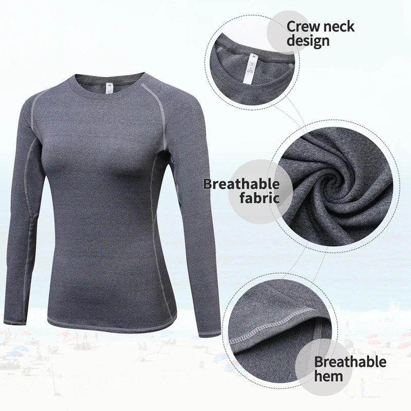 Elastic Long Sleeve T-shirts Women Yoga Gym Compression Tights Sportswear Fitness Quick Dry Running Tops Body Shaper Tee Shirts